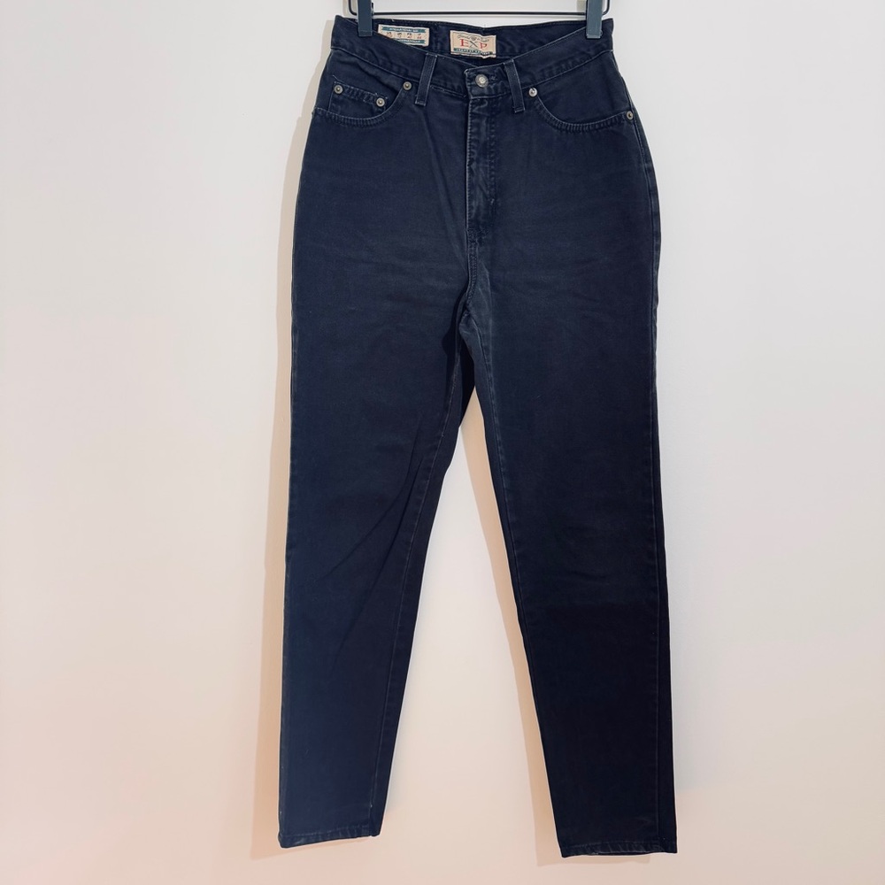 Vintage Express EXP‎ High Rise Black Jeans Tapered Leg Made in USA Size 9/10